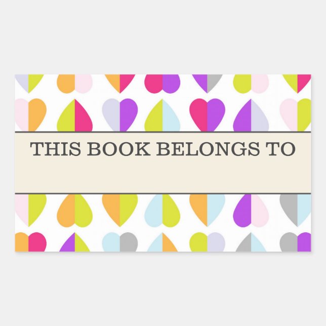 Colorful Hearts This Book Belongs to Sticker (Front)