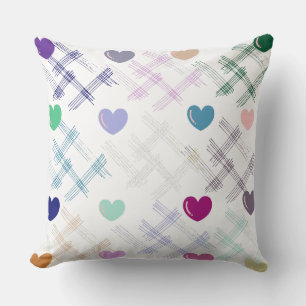 colorful hearts  throw pillow