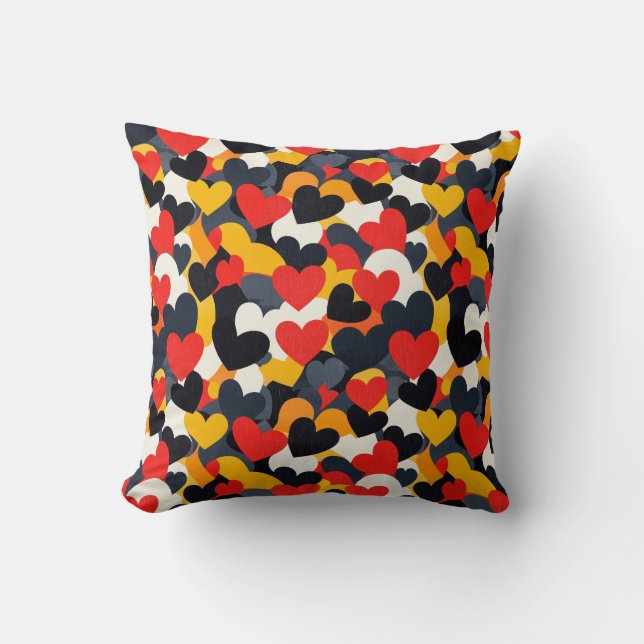 Colorful Hearts Throw Pillow (Front)