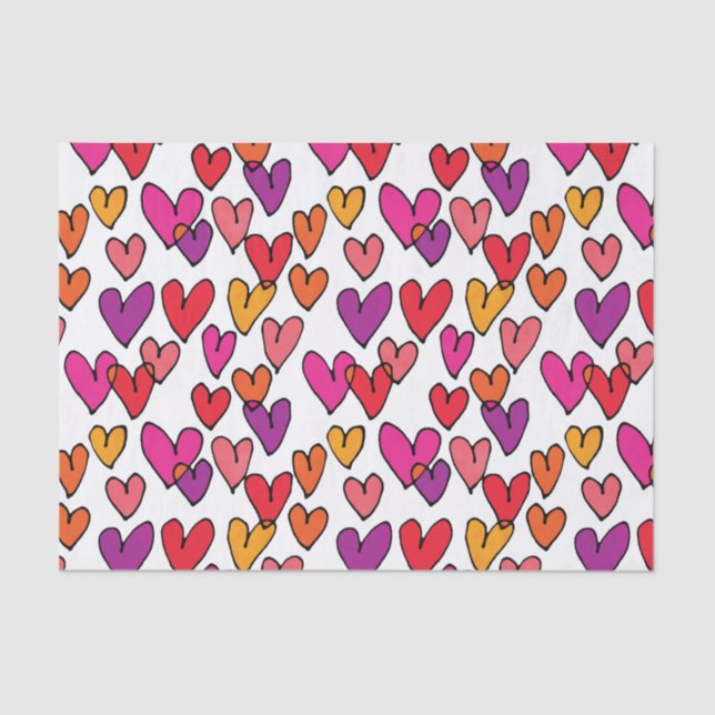 Colorful Hearts Tissue Paper (Front)