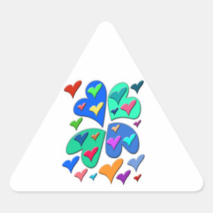 Colorful Hearts Triangle Sticker