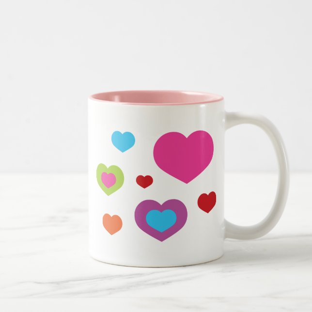 Colorful Hearts Two-Tone Coffee Mug (Right)