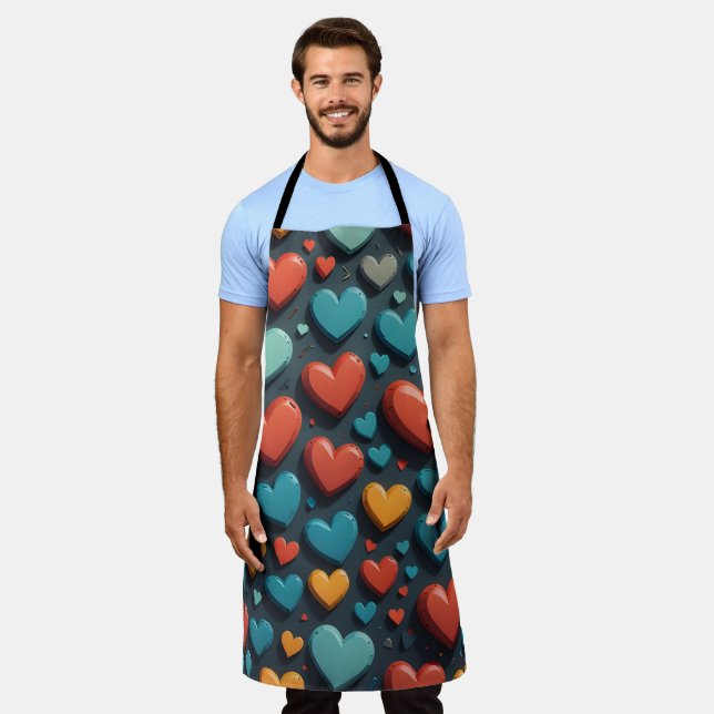 Colorful hearts, Valentine art Apron (Worn)