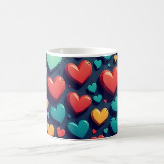 Colorful hearts, Valentine art 