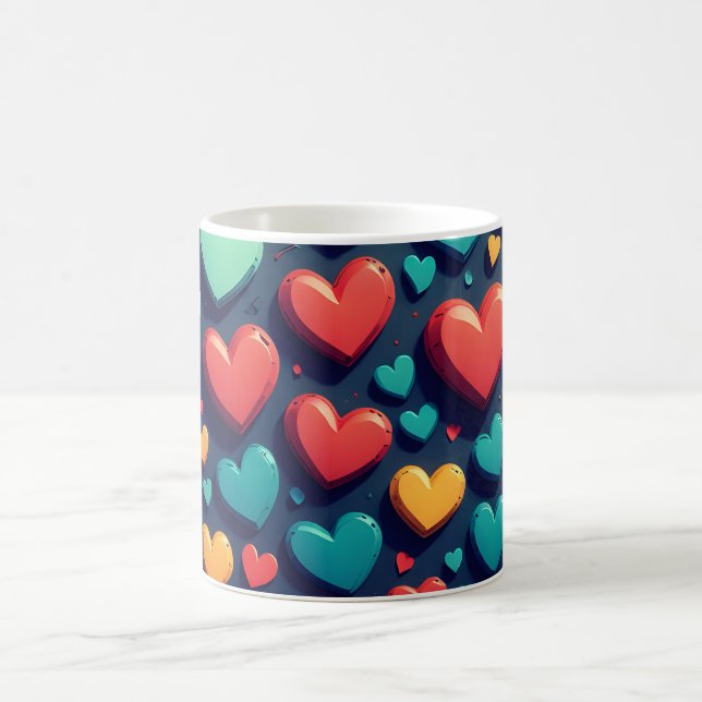 Colorful hearts, Valentine art  Coffee Mug (Center)