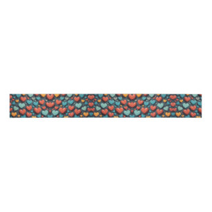 Colorful hearts, Valentine art Grosgrain Ribbon