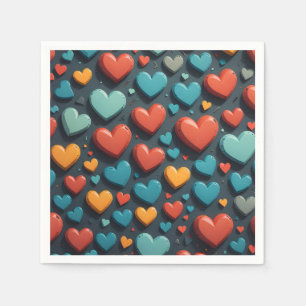 Colorful hearts, Valentine art  Napkins