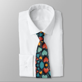 Colorful hearts, Valentine art  Neck Tie