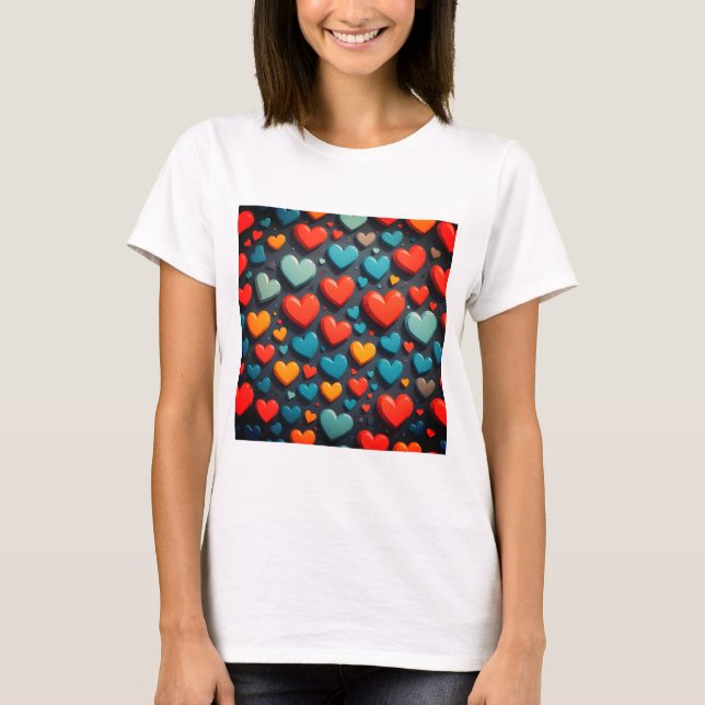 Colorful hearts, Valentine art T-Shirt (Front)