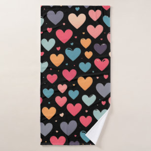 Colorful hearts valentine's day  bath towel