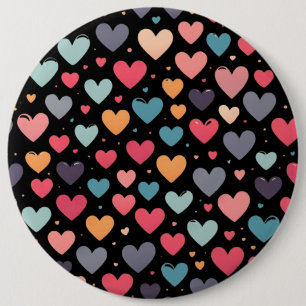 Colorful hearts valentine's day button