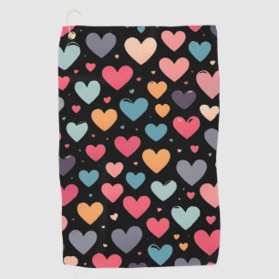 Colorful hearts valentine's day golf towel