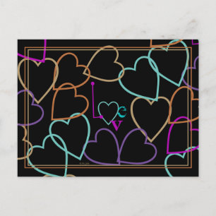 Colorful Hearts Valentine's Day Greeting Postcard