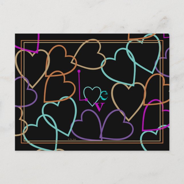 Colorful Hearts Valentine's Day Greeting Postcard (Front)