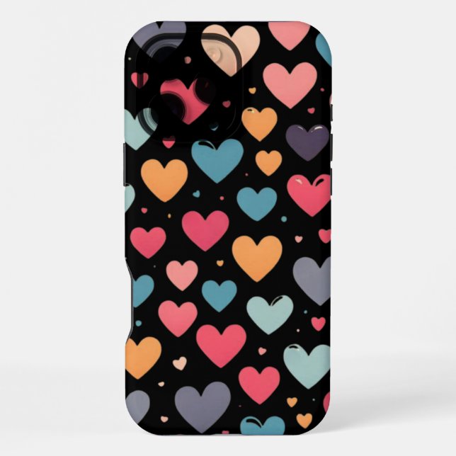 Colorful hearts valentine's day  iPhone case (Back)