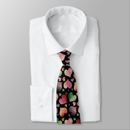Colorful Hearts Valentines Day Pattern Neck Tie