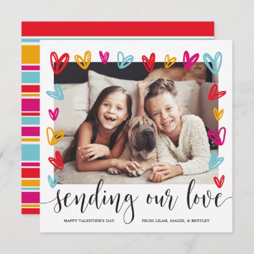 Colorful Hearts Valentines Day Photo Card