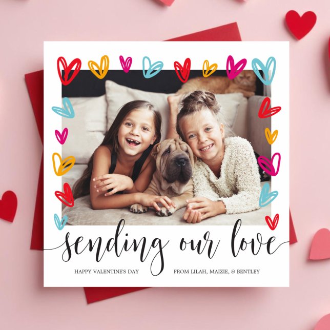 Colorful Hearts Valentine's Day Photo Card (Creator Uploaded)