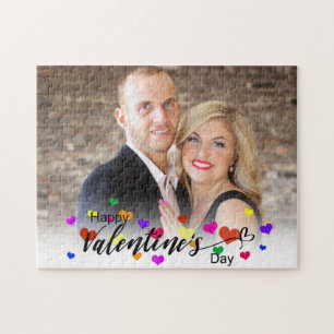 Colorful Hearts Valentine's Day Photo Typography Jigsaw Puzzle