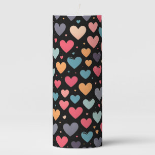 Colorful hearts valentine's day pillar candle