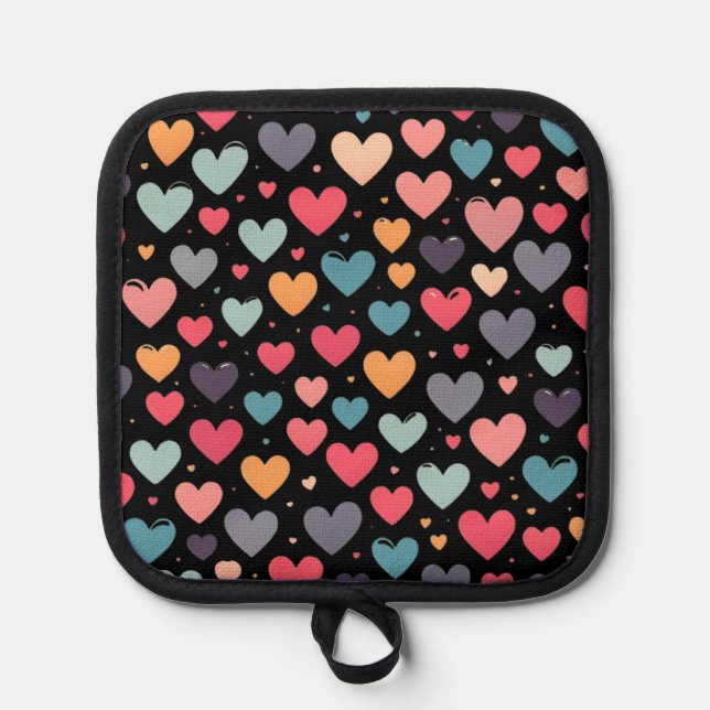 Colorful hearts valentine's day  pot holder (Front)