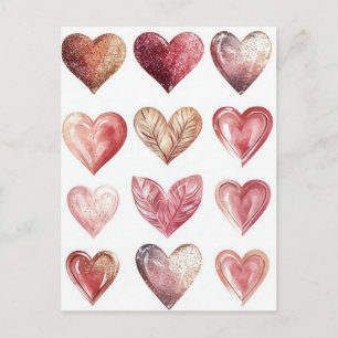 Colorful Hearts  Valentine's Greeting Postcard