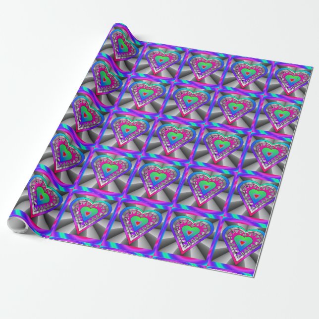 Colorful Hearts Wrapping Heart Paper (Unrolled)