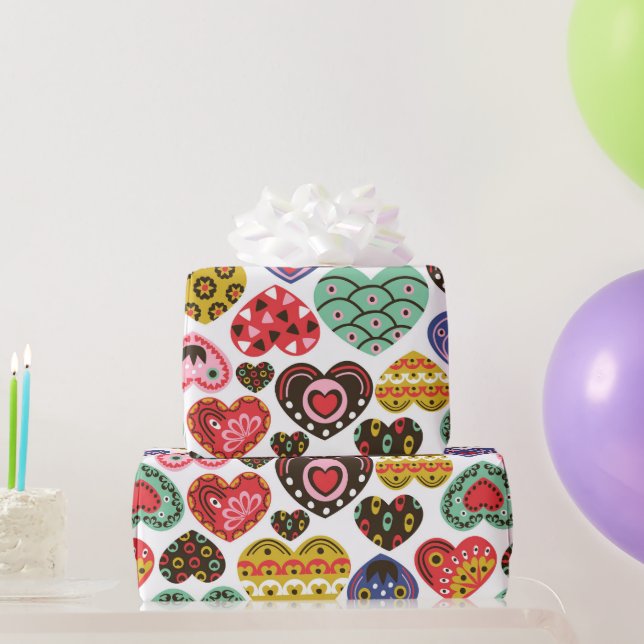 Colorful Hearts wrapping paper (Party Gifts)
