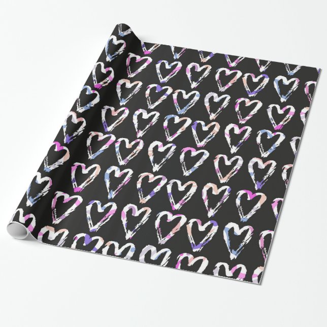 Colorful Hearts Wrapping Paper (Unrolled)