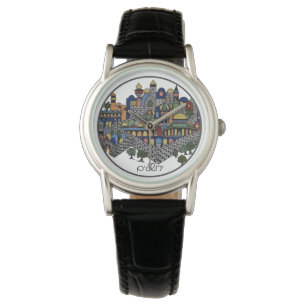 Colorful Hebrew Jerusalem Ceramic Watch