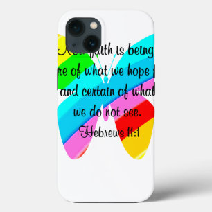 COLORFUL HEBREWS 11:1 BUTTERFLY DESIGN iPhone 13 CASE