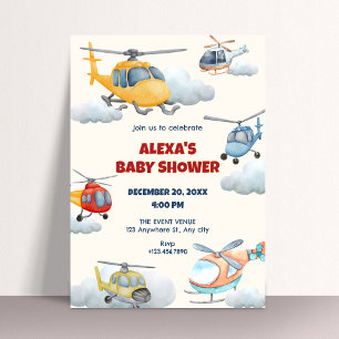 Colorful helicopter baby shower Invitation