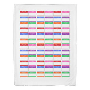 Colorful Hello Ciao Salut Foreign Name Tags Duvet Cover