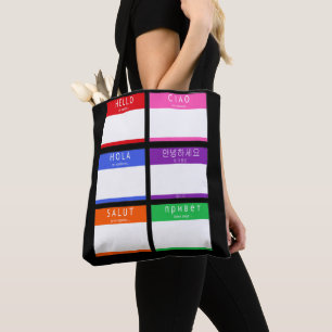 Colorful Hello My Name Is Tote Bag