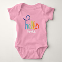 Colorful Hello World Baby Jersey Bodysuit