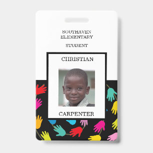 Colorful Helping Hands Student School Photo Badge