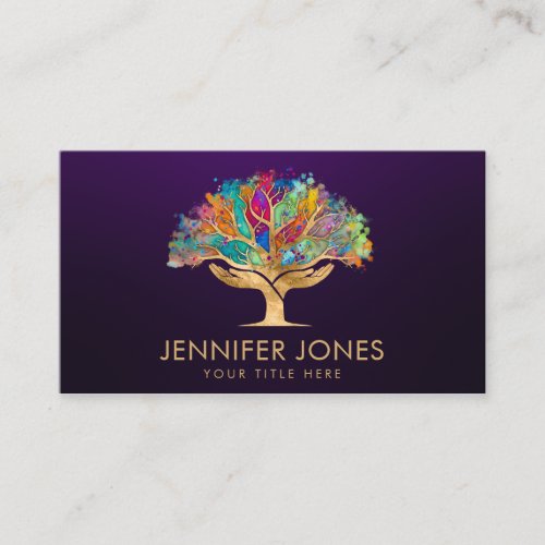 Colorful Helping Hands Tree Business Card