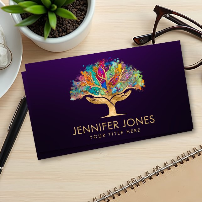 Colorful Helping Hands Tree Business Card (Creator Uploaded)