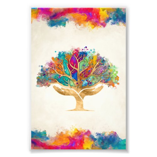 Colorful Helping Hands Tree  Photo Print