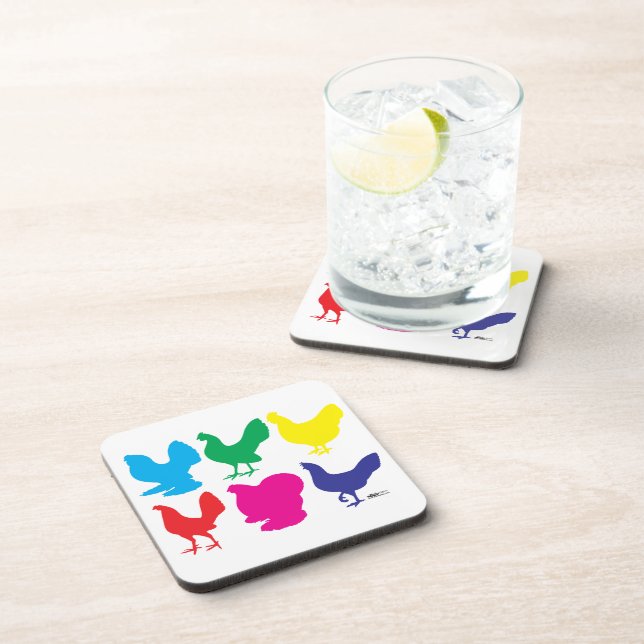 Colorful Hens Beverage Coaster (Right Side)