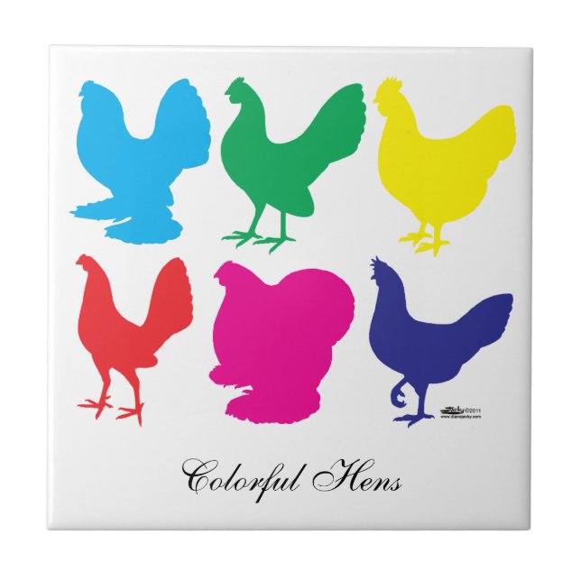 Colorful Hens Ceramic Tile (Front)