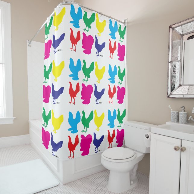 Colorful Hens Shower Curtain (In Situ)