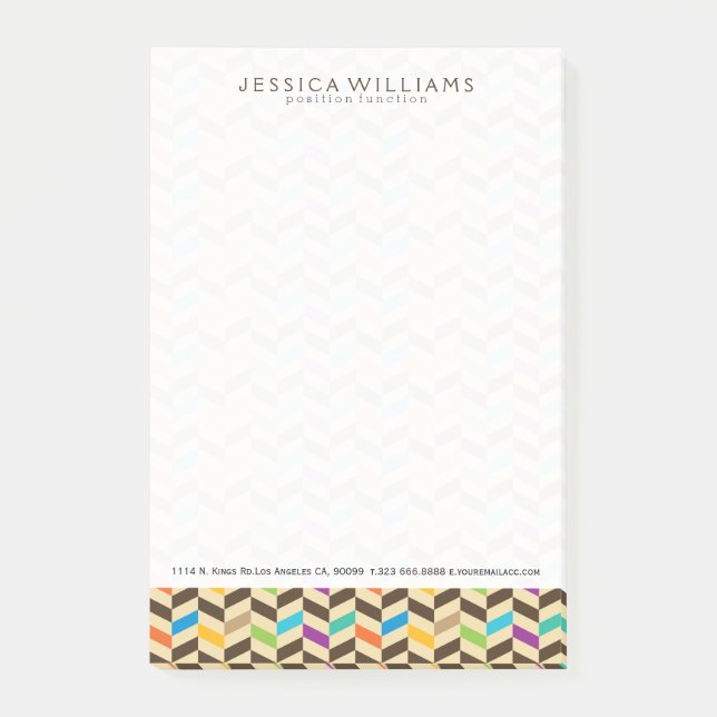Colorful Herringbone Geometric Modern Pattern Post-it Notes (Front)