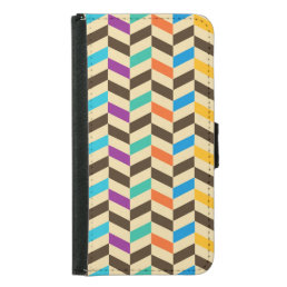 Colorful Herringbone Geometric Modern Pattern Wallet Phone Case For Samsung Galaxy S5
