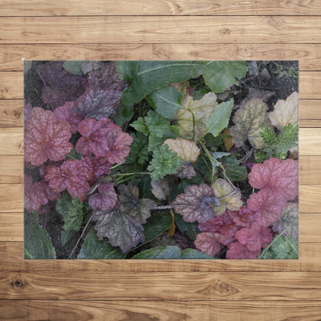 Colorful Heuchera Plant Leaves Botanical Cutting Board (In Situ)