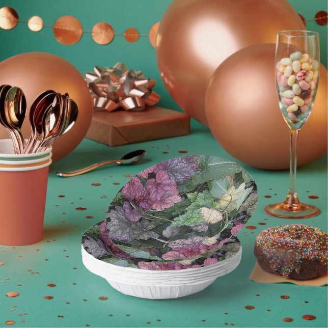 Colorful Heuchera Plant Leaves Botanical Paper Bowls (Multi)