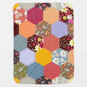 Colorful Hexagon Flowers Quilting Design Baby Blanket