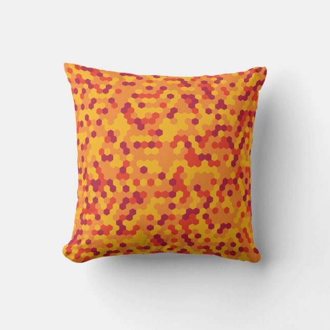 Colorful Hexagon Honeycomb Pattern Throw Pillow (Front)