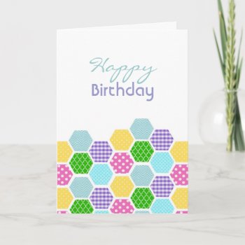 Colorful Hexagon Pattern Girls Birthday Card by PeachyPrints at Zazzle