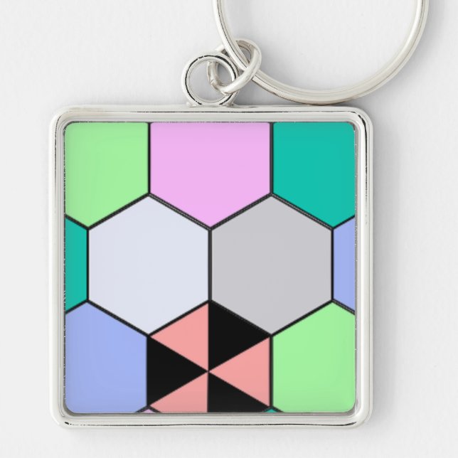 COLORFUL HEXAGON SHAPES KEYCHAIN (Front)